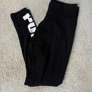 Puma Women's Black Leggings with White Logo gym athlete workout sexy